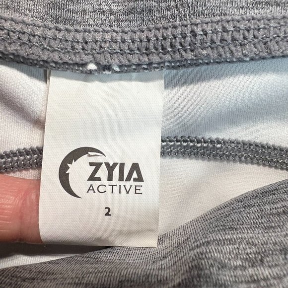 Zyia Leggings 2 Gray Neon Tape Luxe Hi Rise 7/8 25 in Activewear Athletic Womens - Picture 8 of 9